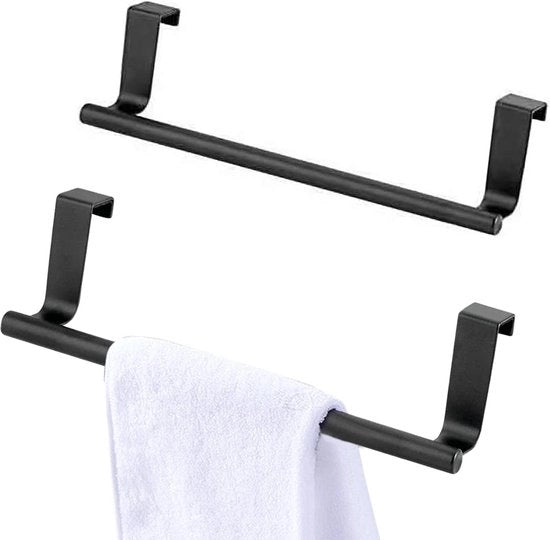 Due mensole per asciugamani in cucina - porta - acciaio inossidabile - 23,5cm - nero