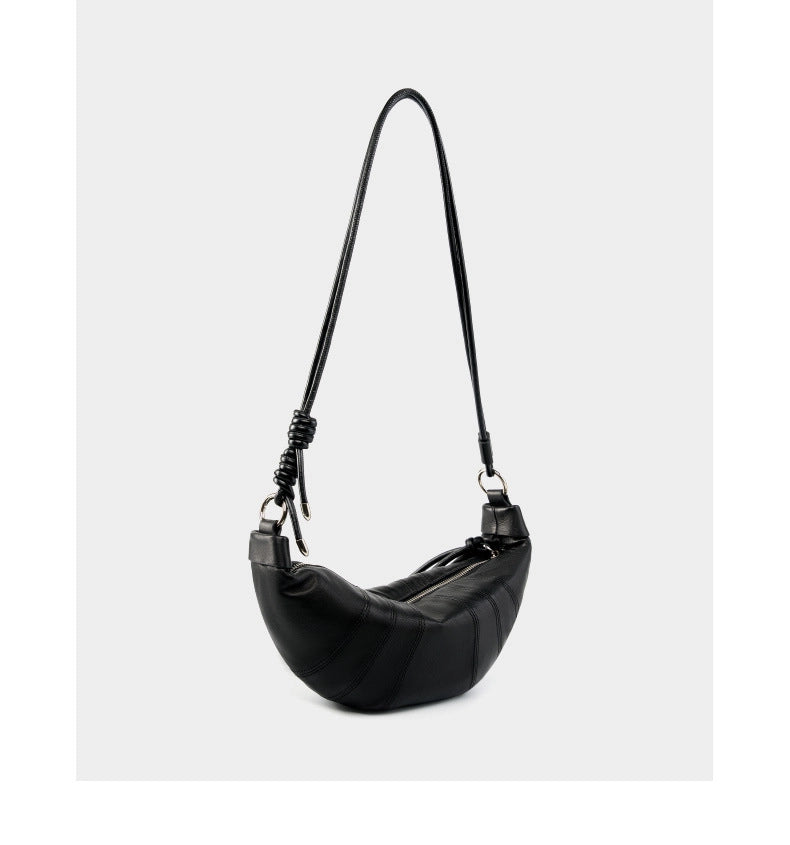 Borsa a tracolla da donna in vera pelle nera