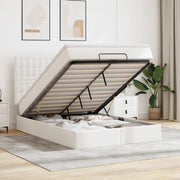 Struttura Letto Pouf con Materasso Bianco 140x200 cm Similpelle 3313007
