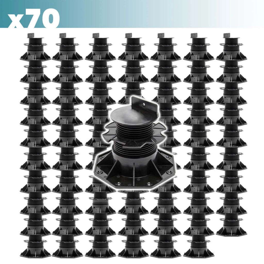 Set 70 supporti per pavimenti galleggianti, altezza regolabile 60-128mm Max 2700 kg, Pavimenti Decking