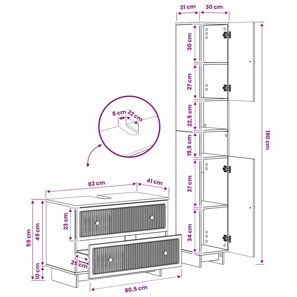 Set di Armadi da Bagno da 2 Pezzi EDE Sonoma grigio 3417501