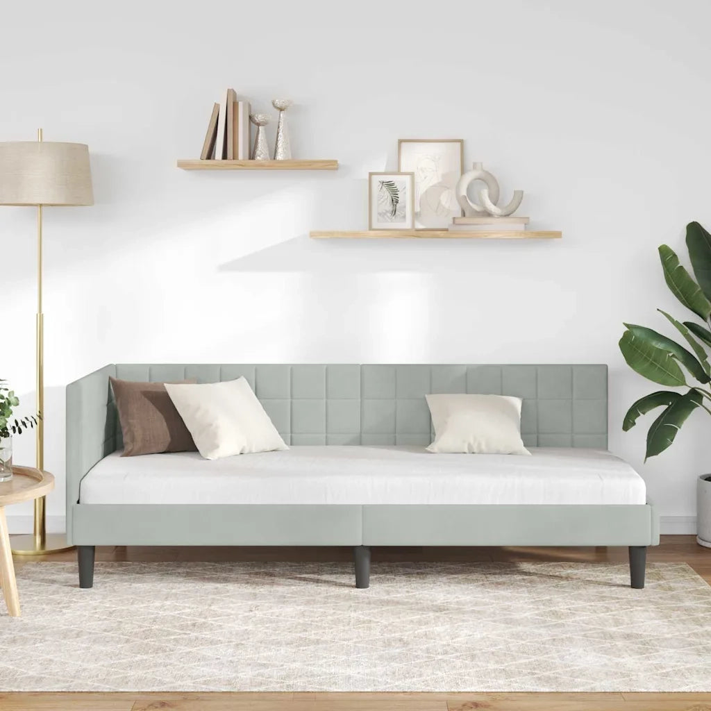 Letto singolo | Letto per adulti | Cornice del letto ad angolo Grigio chiaro 80 cm x 200 cm