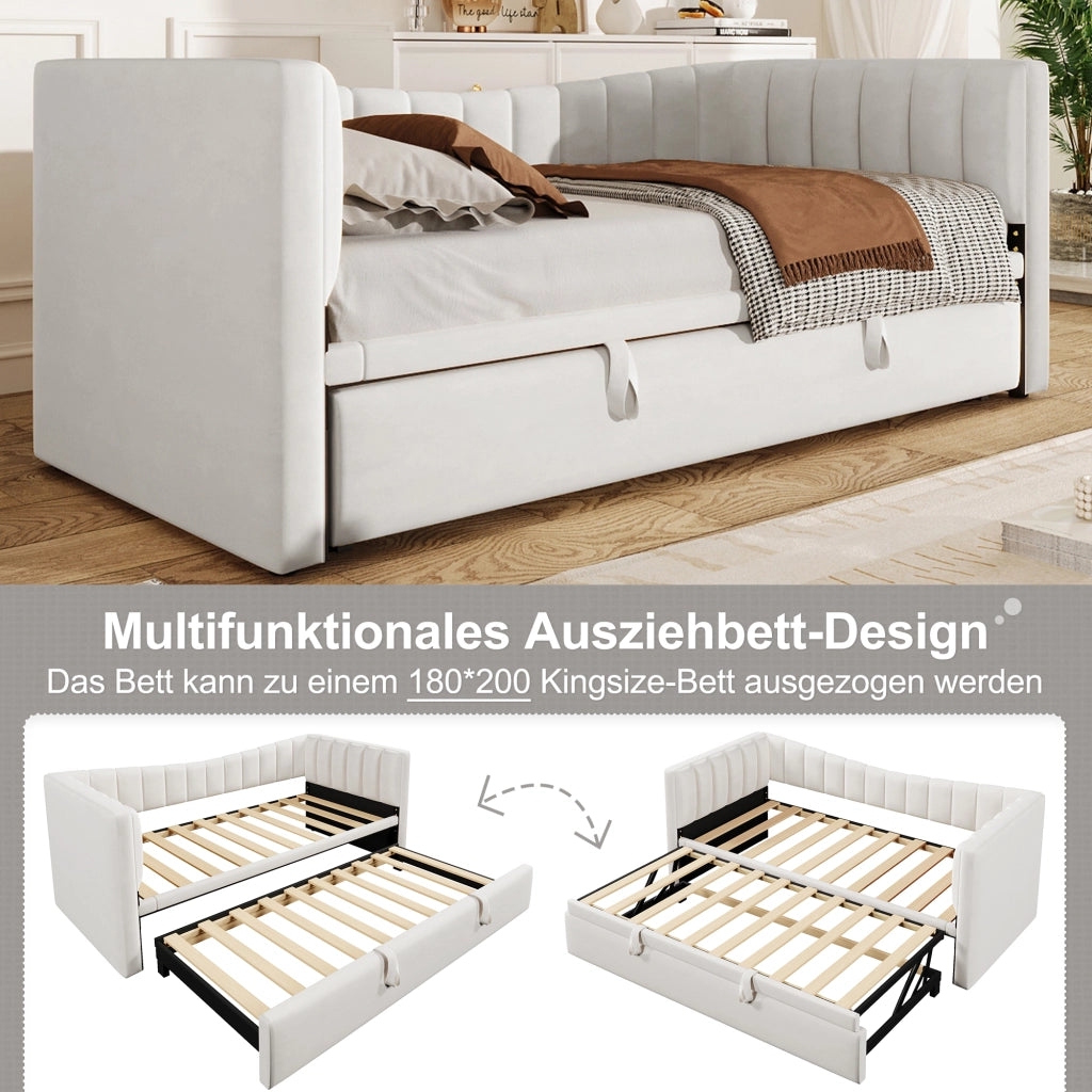 Polsterbett mit Ziehbett Samt 90x200 cm