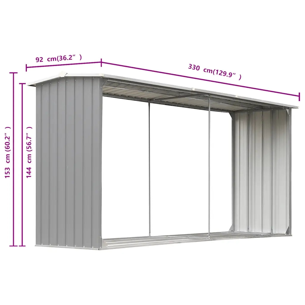 Capannone da Giardino in Acciaio Zincato 330x92x153cm Grigio 44860