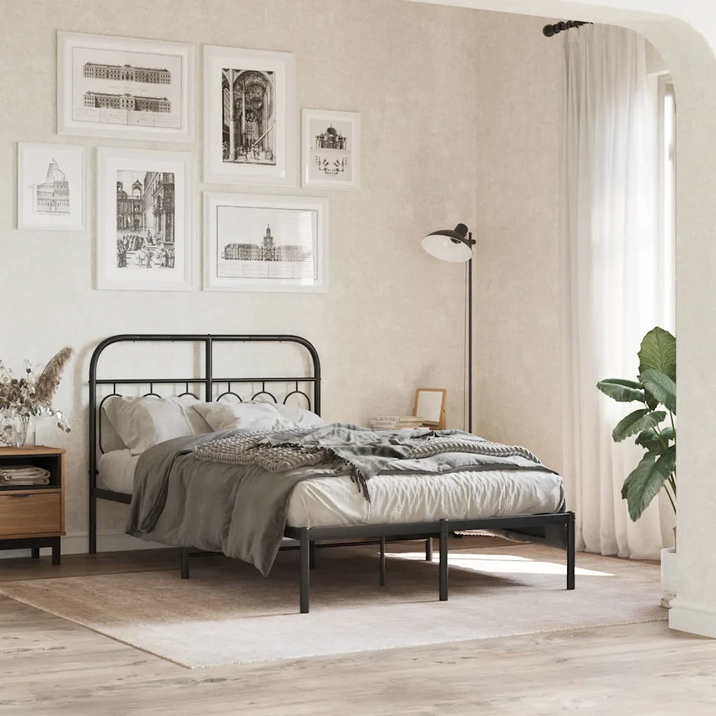 Giroletto con Testiera-Struttura Letto con testiera in Metallo Nero 120x200 cm 543298