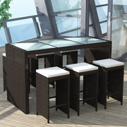 Set da Bar da Giardino 7 pz con Cuscini in Polyrattan Marrone 41836
