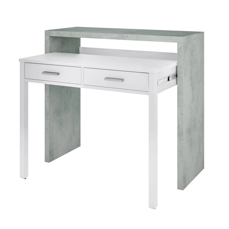 Scrivania estensibile salvaspazio cm 36 x 99 x 88 h bianco cemento