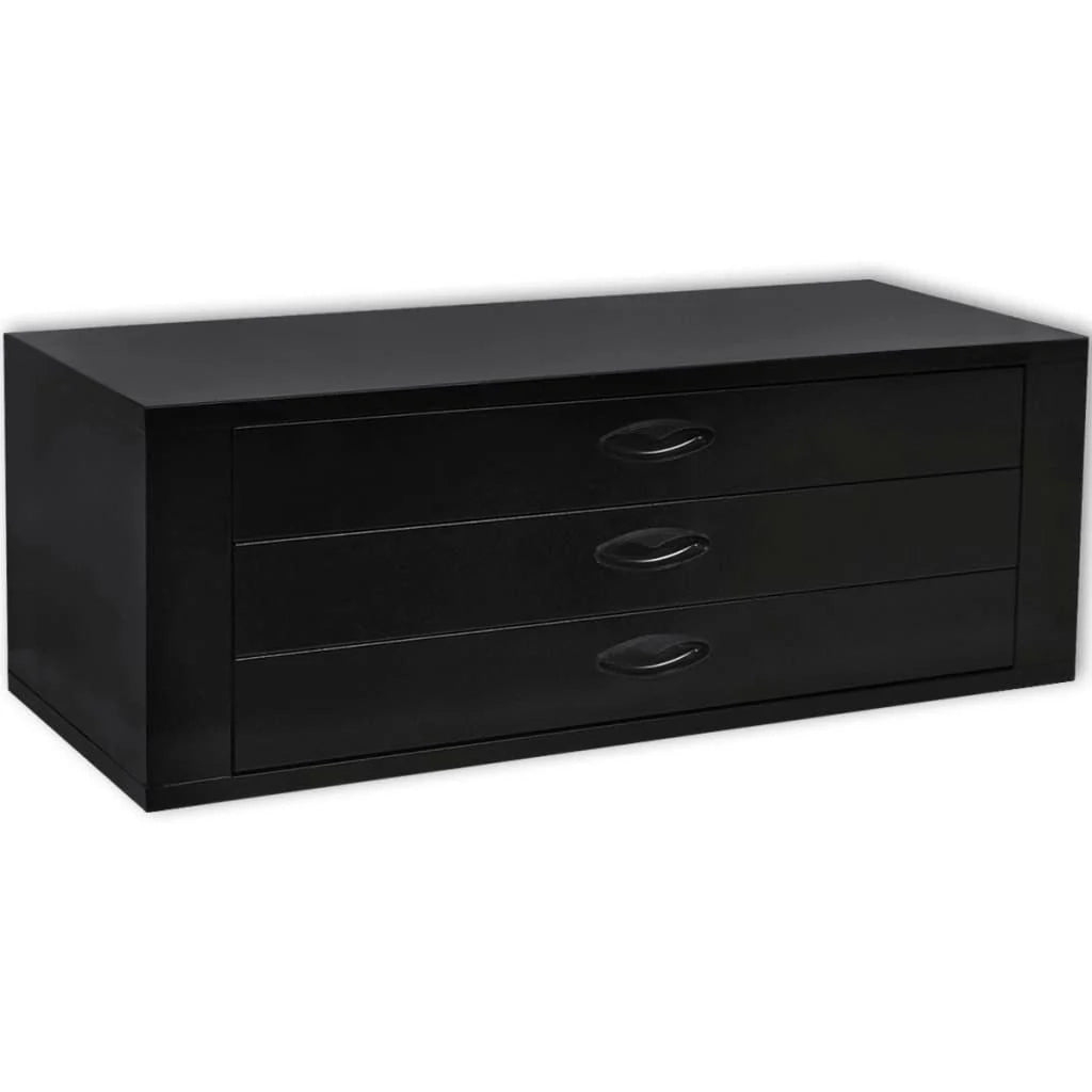 Cassettiera portautensili in metallo nero a 3 cassetti per utensili da officina 85 cm nero 02_0003239