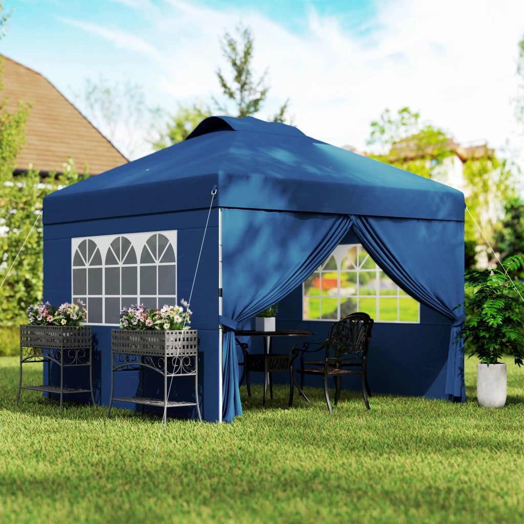 Gazebo pieghevole per giardino ¨C ZephMum ¨C Grigio 3x3 m con finestre e ruote