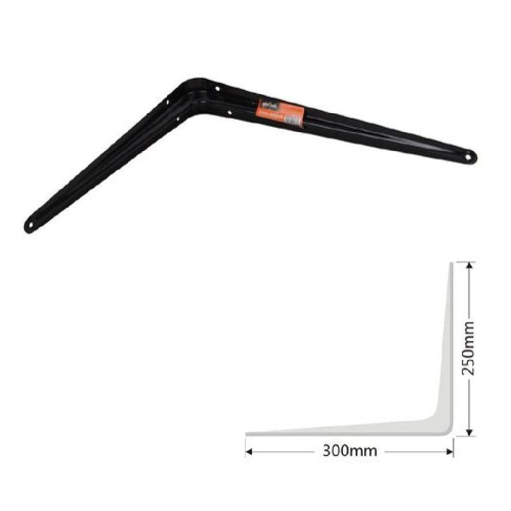 Trade Shop - Set 2 Pz Reggimensola Supporto Staffa Triangolo Mensola Metallo 30 Cm Nero 91273 -