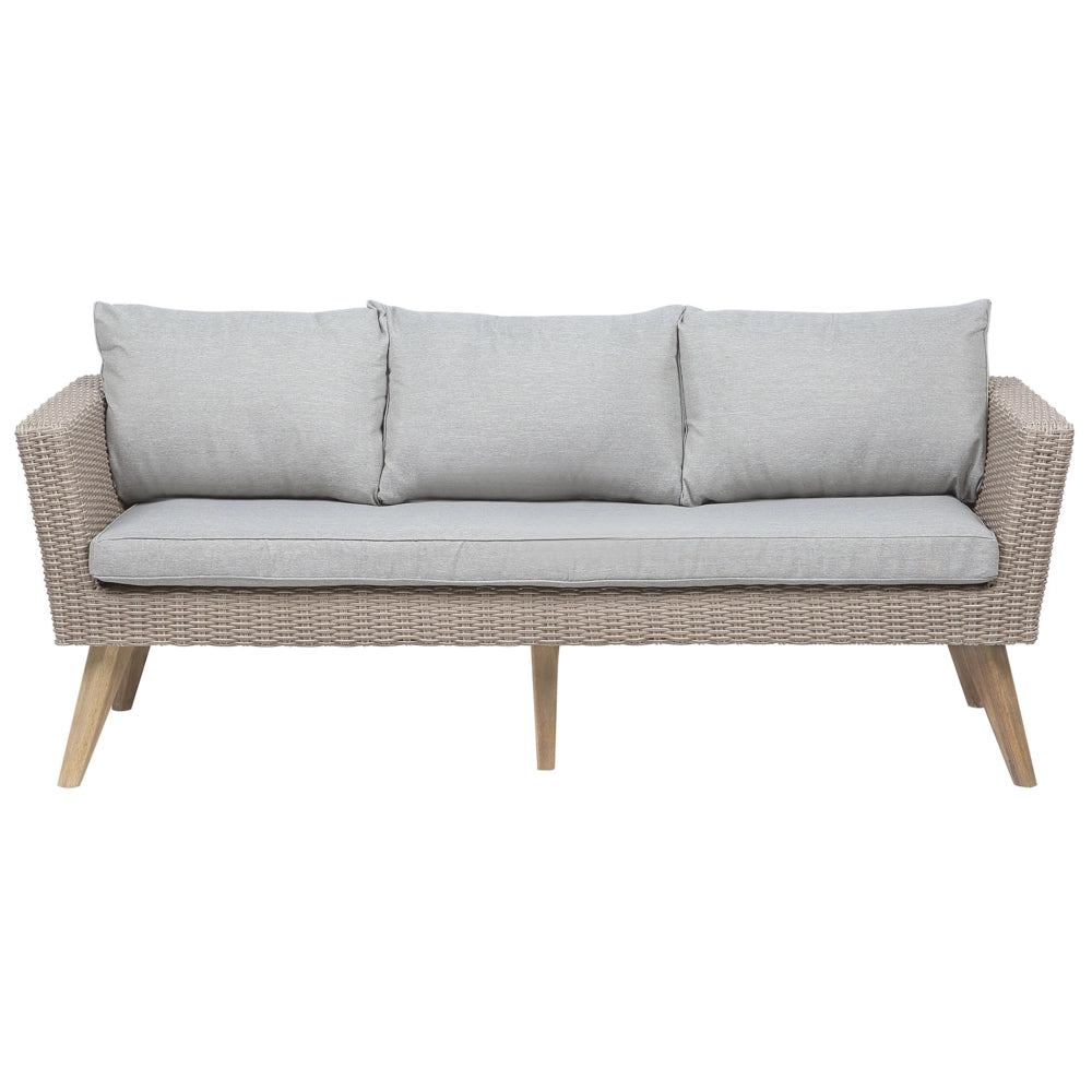 Patio Set Rattan Sintetico 3 Posti 2 Sedie Cuscini Grigi Outdoor Country