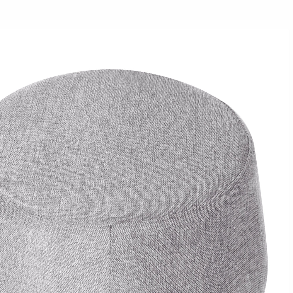 Pouf rotondo moderno Drum stile morbido soggiorno camera da letto tessuto grigio chiaro