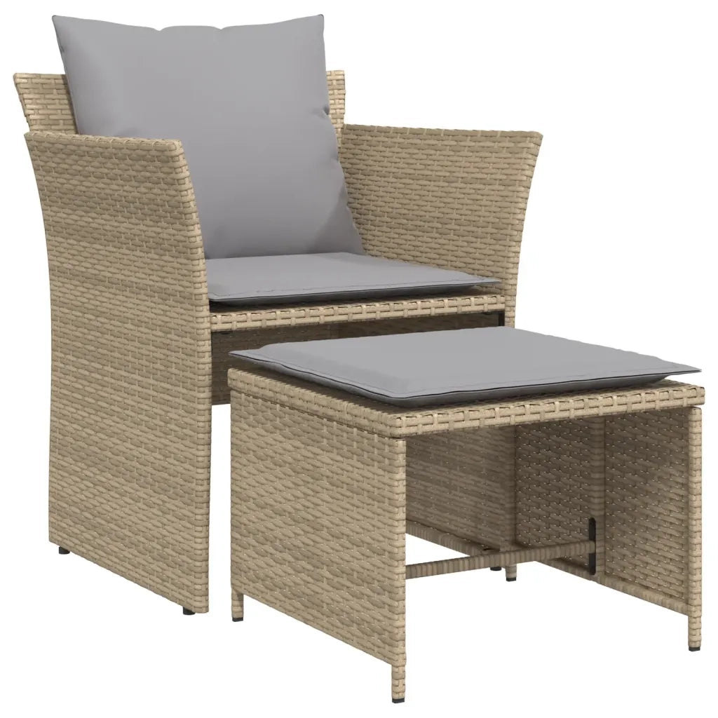 Sedia da Giardino con Poggiapiedi in Polyrattan Beige CFW8631005