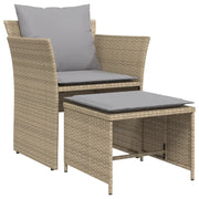 Sedia da Giardino con Poggiapiedi in Polyrattan Beige CFW8631005