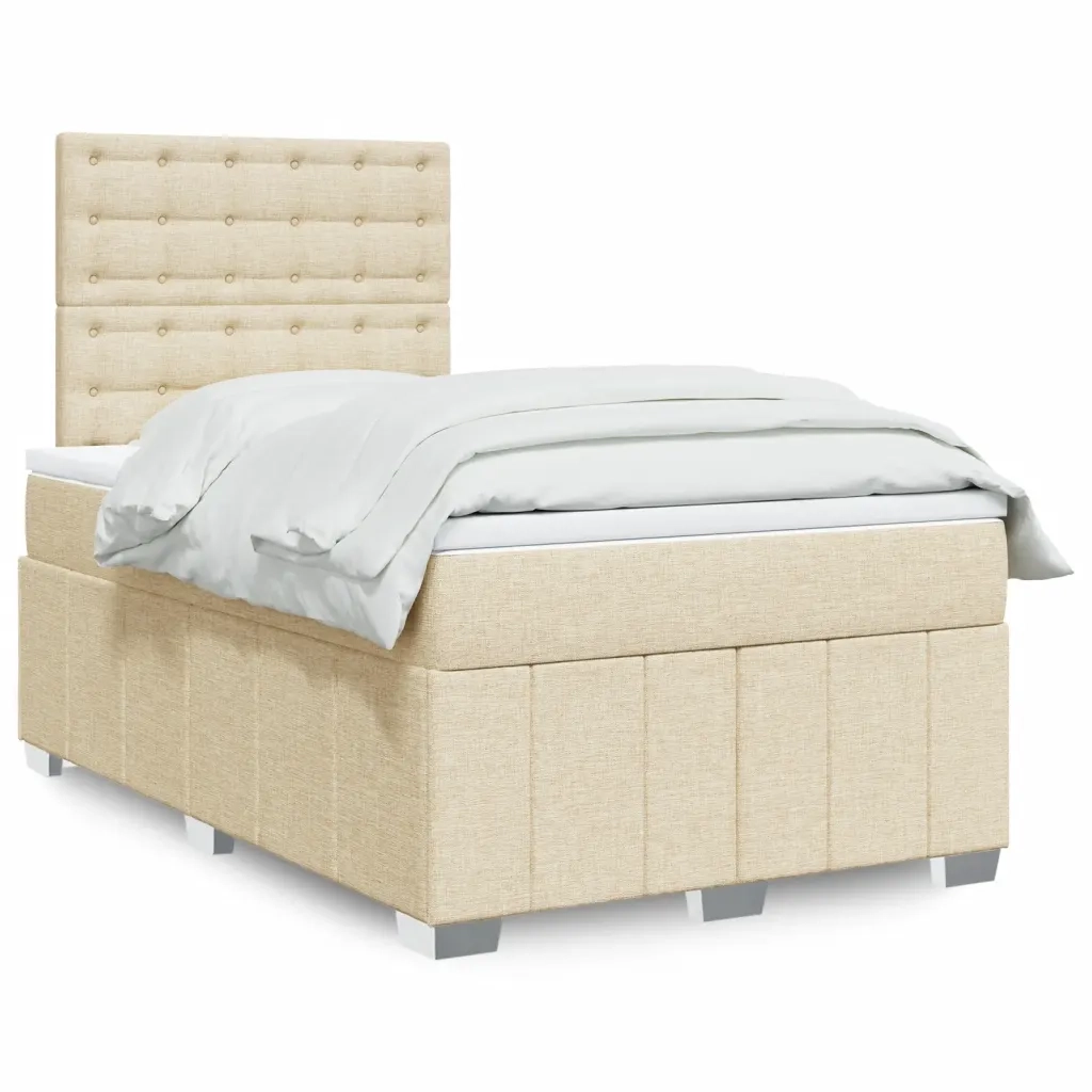 vidaXL Giroletto a Molle con Materasso Crema 120x200 cm in Tessuto