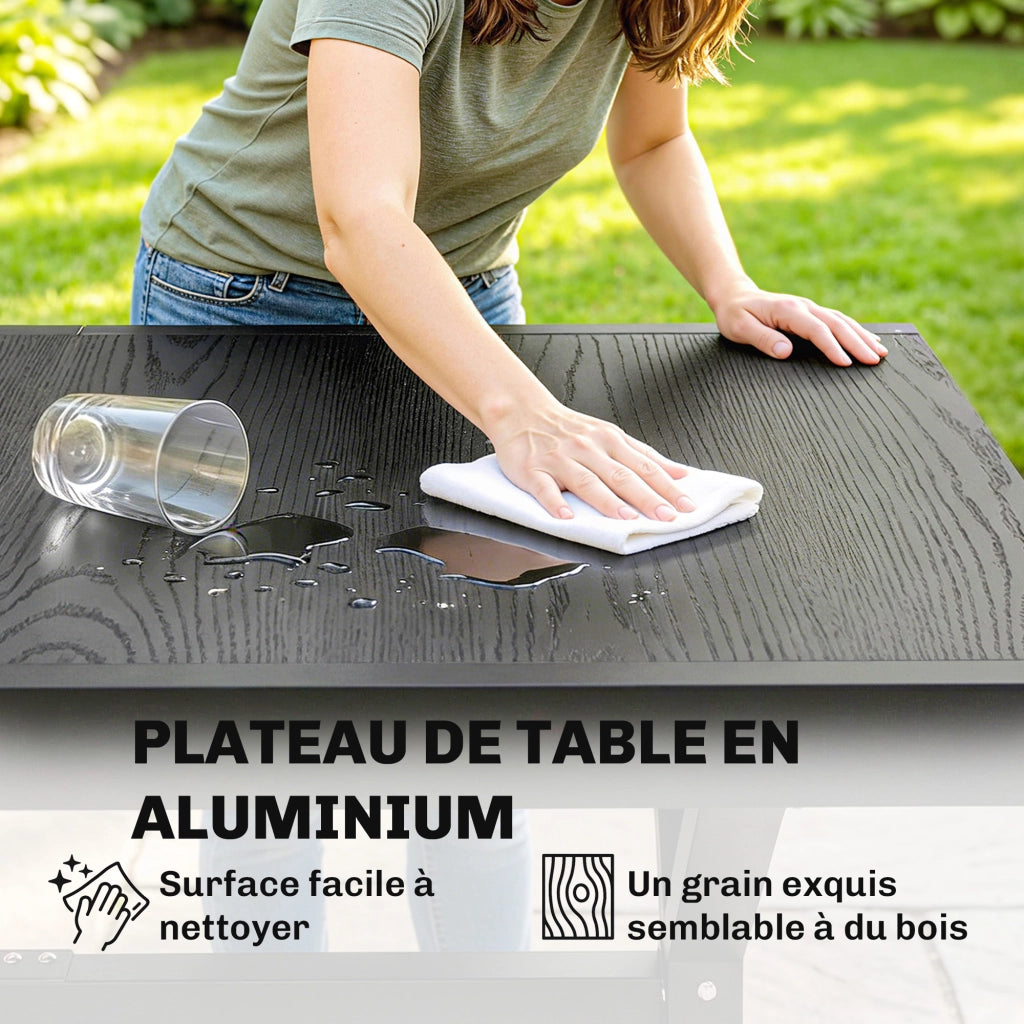 Tavolo da pranzo allungabile da giardino in alluminio effetto legno ¨C Minimal ¨C 214x85x73 cm grigio antracite