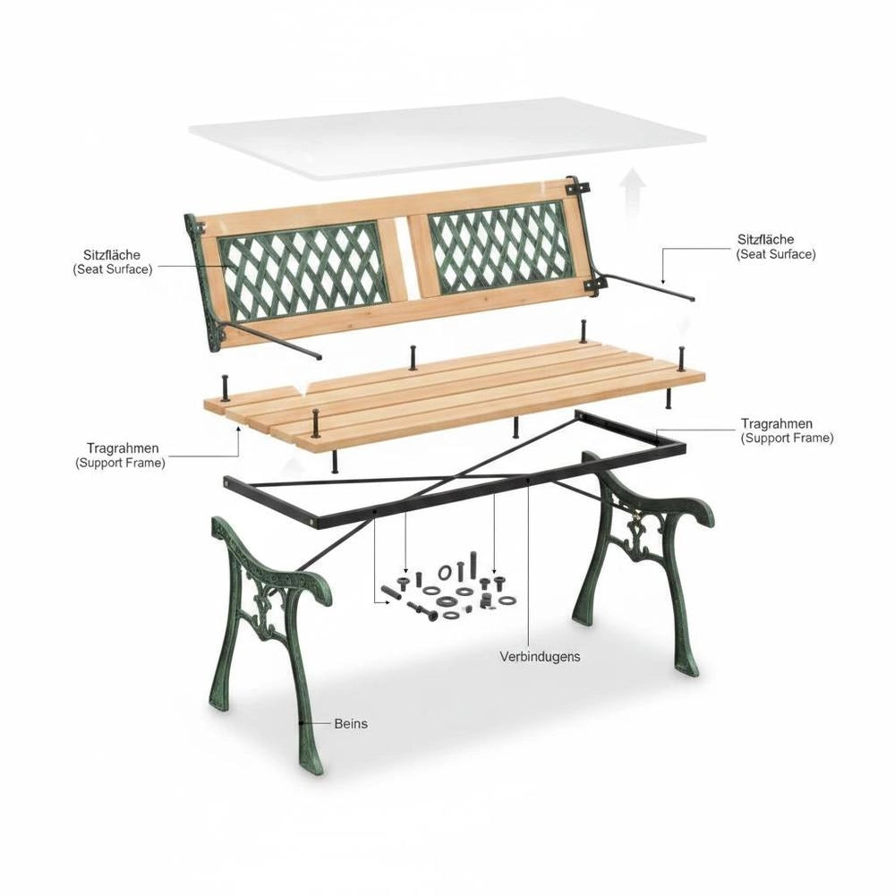 Garden Bench 122 Cm Cast Iron And Solid Fir Wood