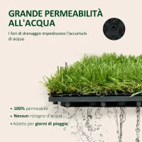 Piastrelle da Giardino con Erba Sintetica 30x30cm 10 Pezzi, Prato Artificiale Densità 6500, Verde