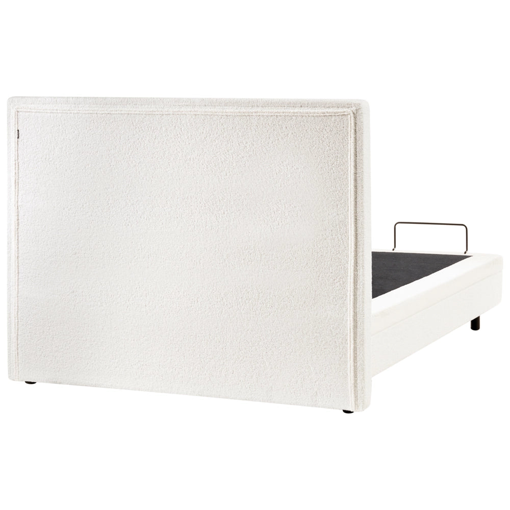 Letto matrimoniale Tessuto bianco sporco regolabile Elettricamente con Telecomando 160 x 200 cm camera da letto cameretta