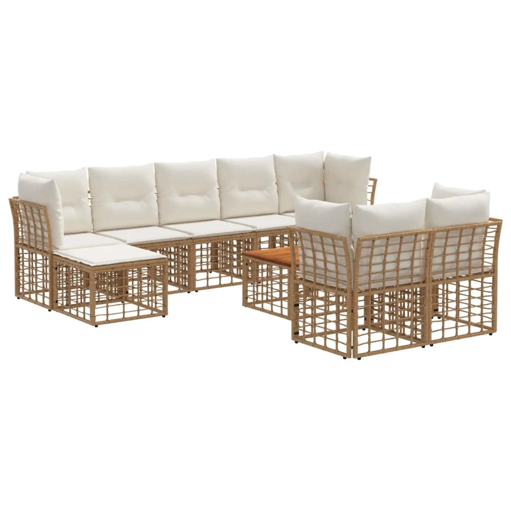 Set di divani da esterno 10 pcs Naturale e Bianco Crema 3437568
