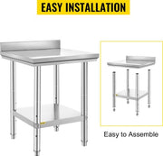 Tavolo di lavoro - Cucina - Cucina commerciale - Con schermo a spazzola - Acciaio inox - 60 x 60 x 88 cm