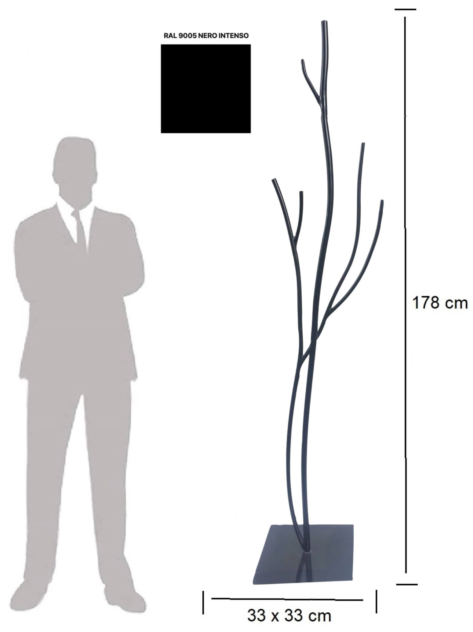 Appendiabiti da Terra 33x33x178 cm in Ferro Battuto Vasconi Castagno Nero