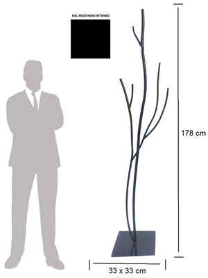 Appendiabiti da Terra 33x33x178 cm in Ferro Battuto Vasconi Castagno Nero
