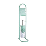 Piantana Portarotolo Porta Scopino Colonna da Bagno Metallo Verniciato Verde