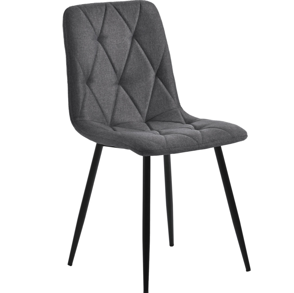 SEDIA Imbottita Set da 4 pezzi Grigio in lino e metallo