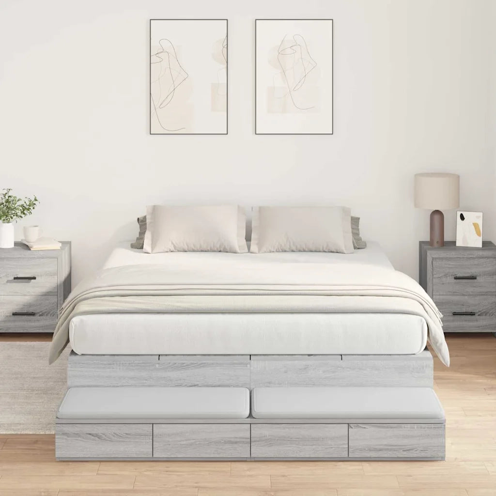Struttura letto con contenitore con porta Grigio Sonoma 160 cm 3335658