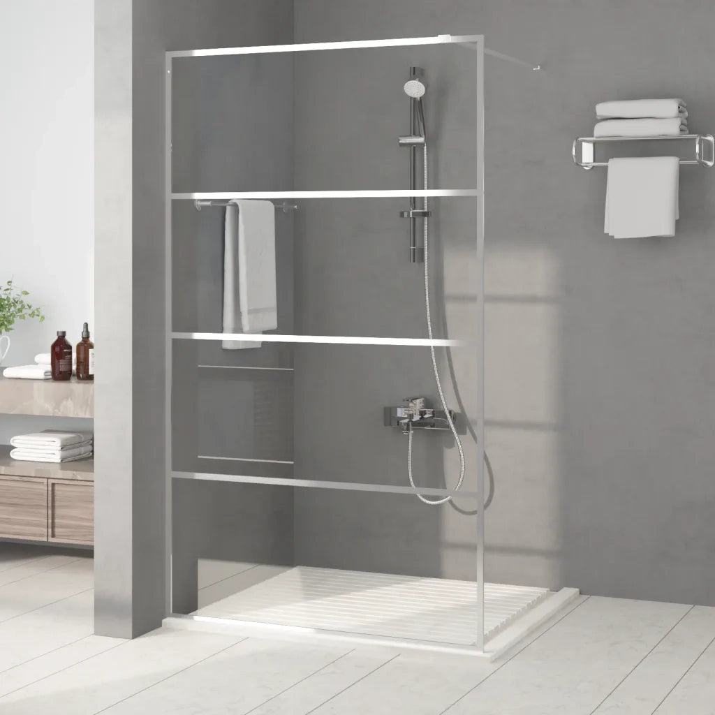 Parete Doccia Walk in Argento 115x195 cm Vetro Trasparente ESG