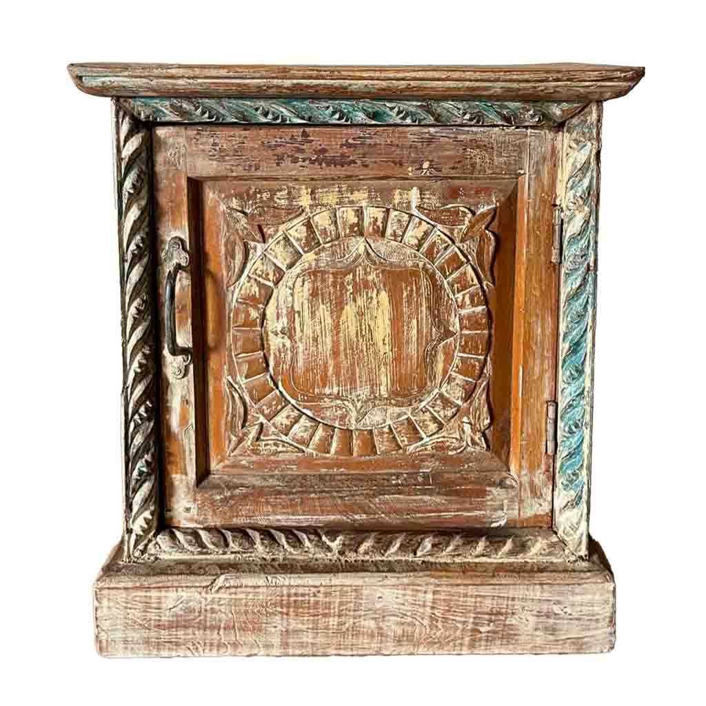 Tavolo in legno finitura artigianale marrone 49x30x54h cm