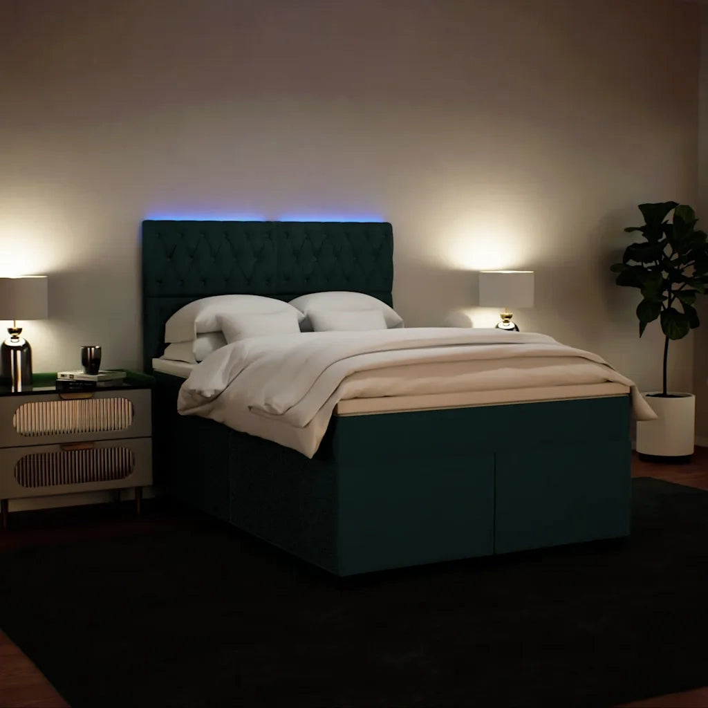 Giroletto a Molle con Materasso Verde Scuro 160x200 cm Velluto