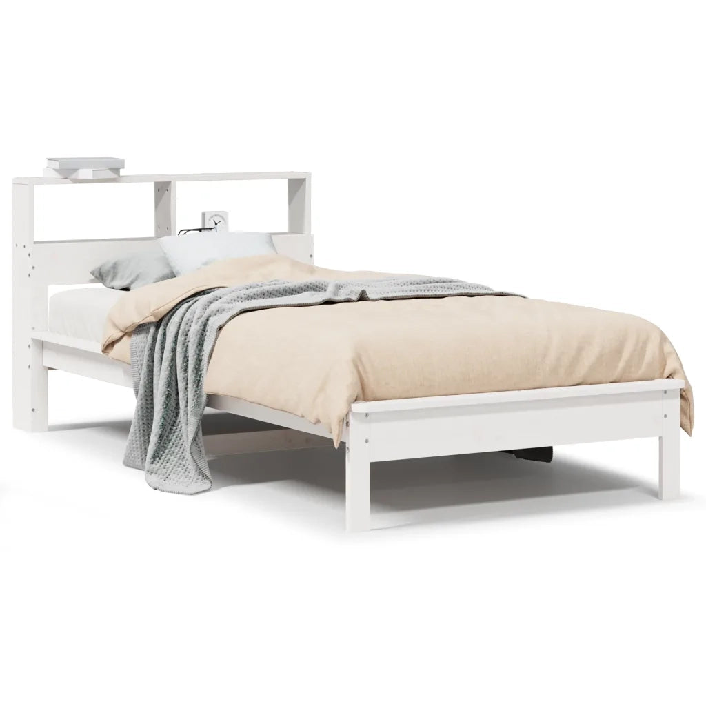 Letto Libreria senza Materasso Bianca 90x200 cm Legno di Pino 855721
