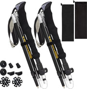 Telescopiche Nordic Walking bastoni pieghevoli per signora e signore - 110-135 cm - alluminio ultraleggero - chiusura a vite - 4 paia di parafanghi in gomma