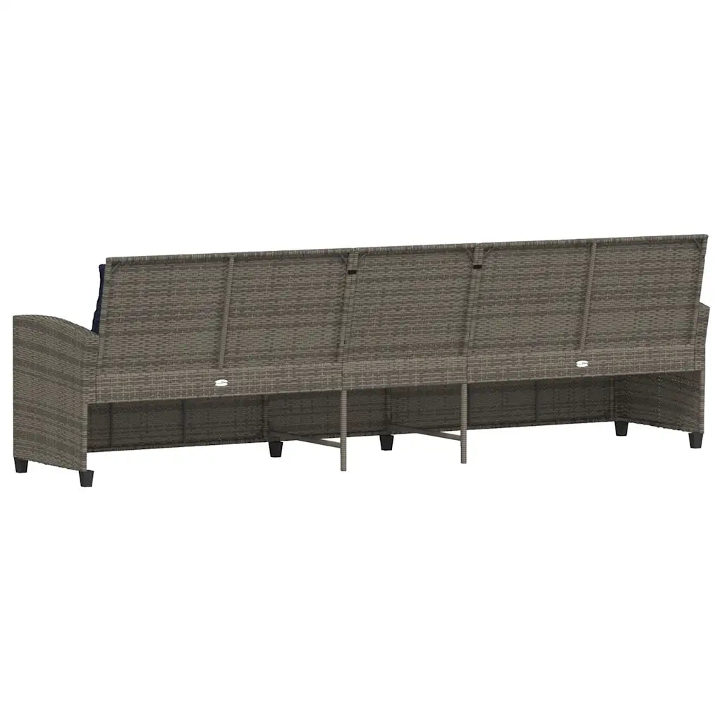 Divano da Giardino con Cuscini 5 Posti Grigio in Polyrattan 4104118