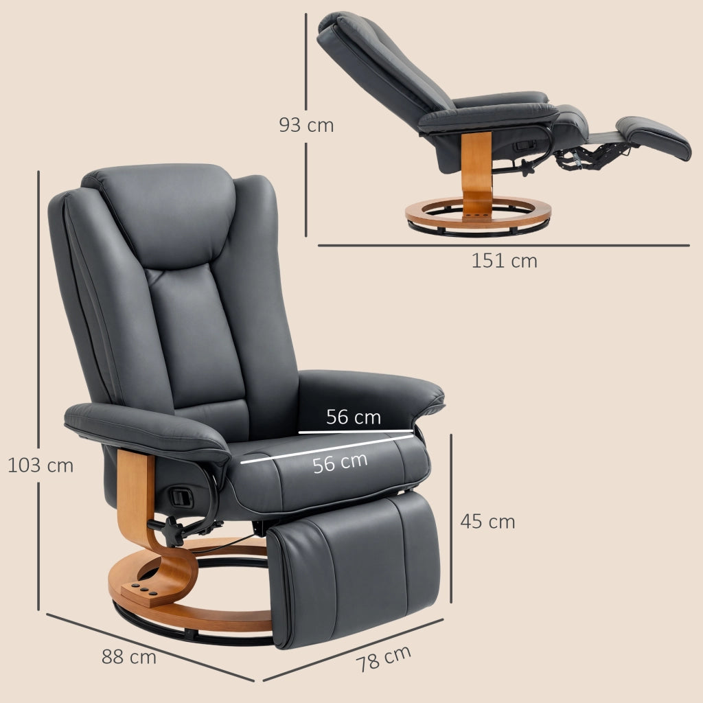Poltrona relax reclinabile girevole ¨C Minimal ¨C similpelle grigio scuro