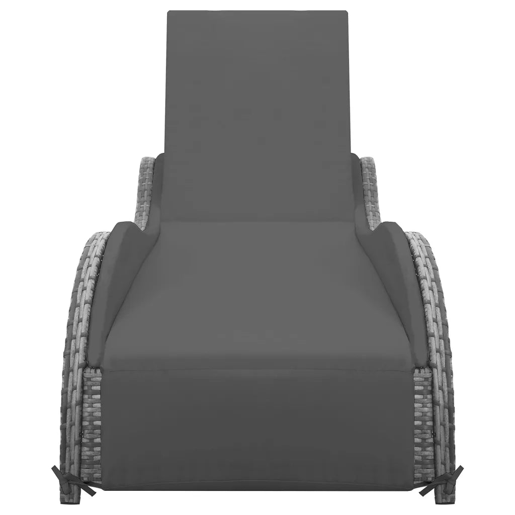 Lettino Prendisole con Cuscino in Polyrattan Antracite cod mxl 64650