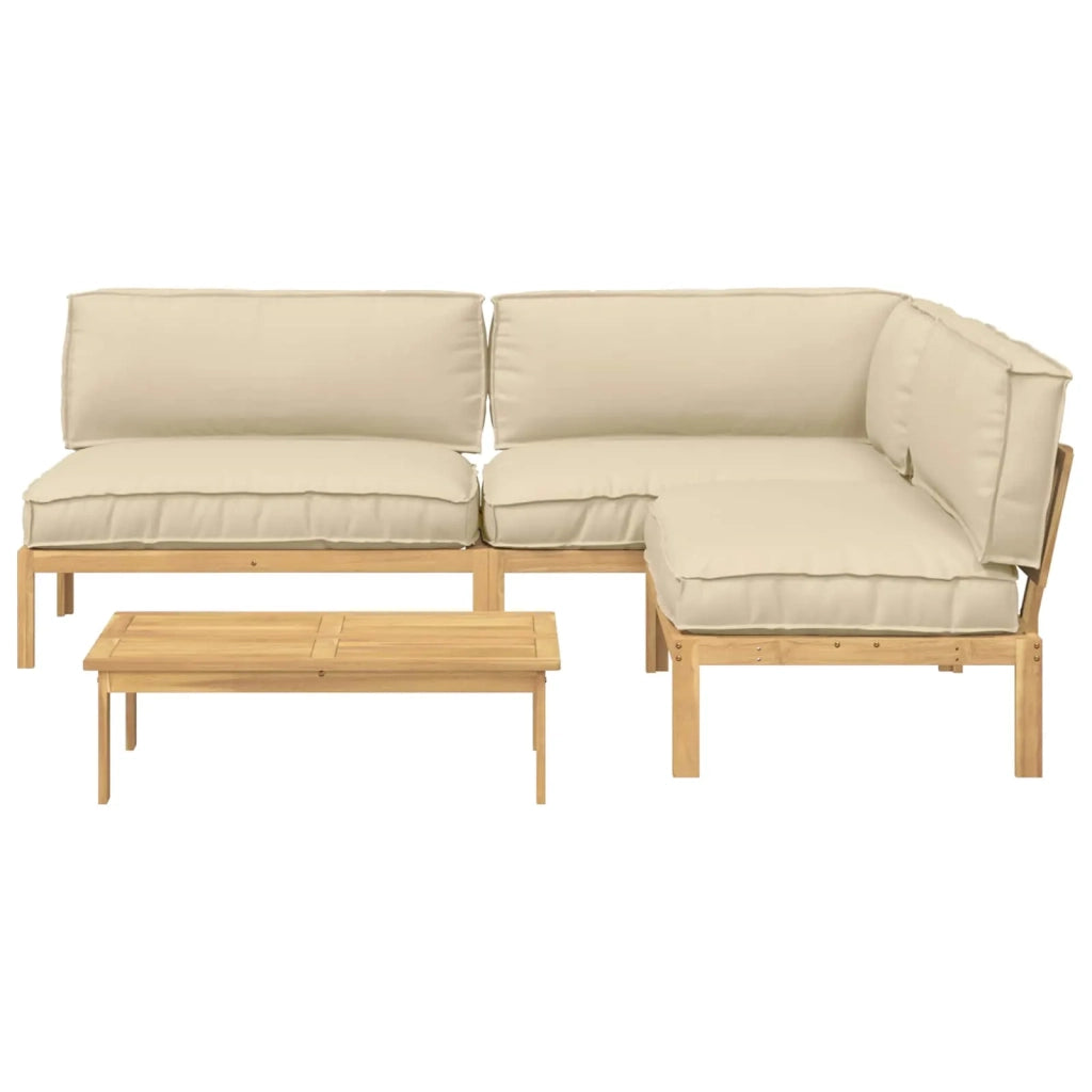 Set di divani con cuscino 4 pcs Beige Legno di Acacia Massello 3418327