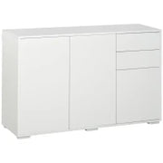 Credenza con 2 Cassetti, Apertura a Spinta, 117 cm x 36 cm x 74 cm, Bianco