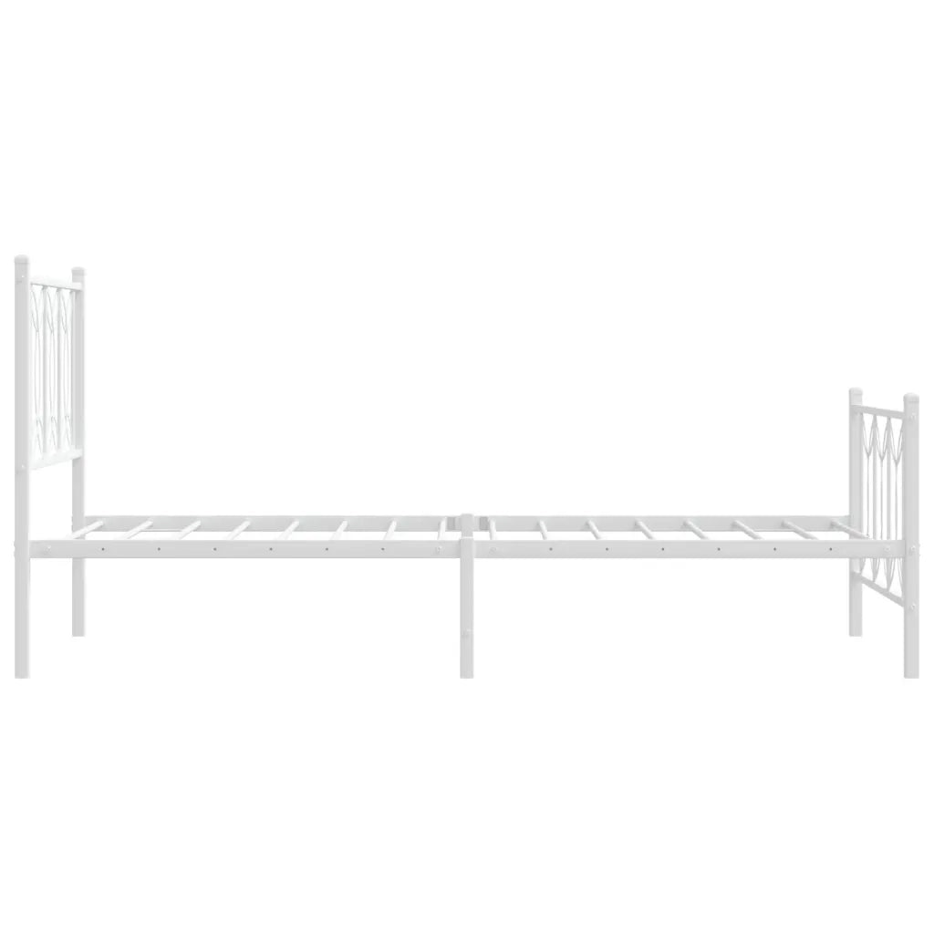 Giroletto con Testiera e Pediera Metallo Bianco 90x190 cm 376187