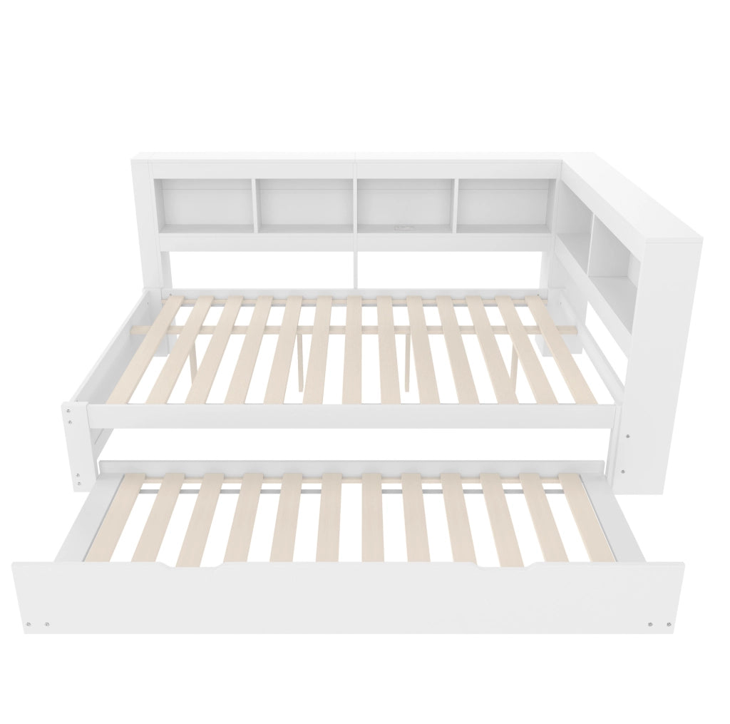 Divano letto 140x200 cm con letto estraibile; prese e 2 porte USB in MDF e pino bianco