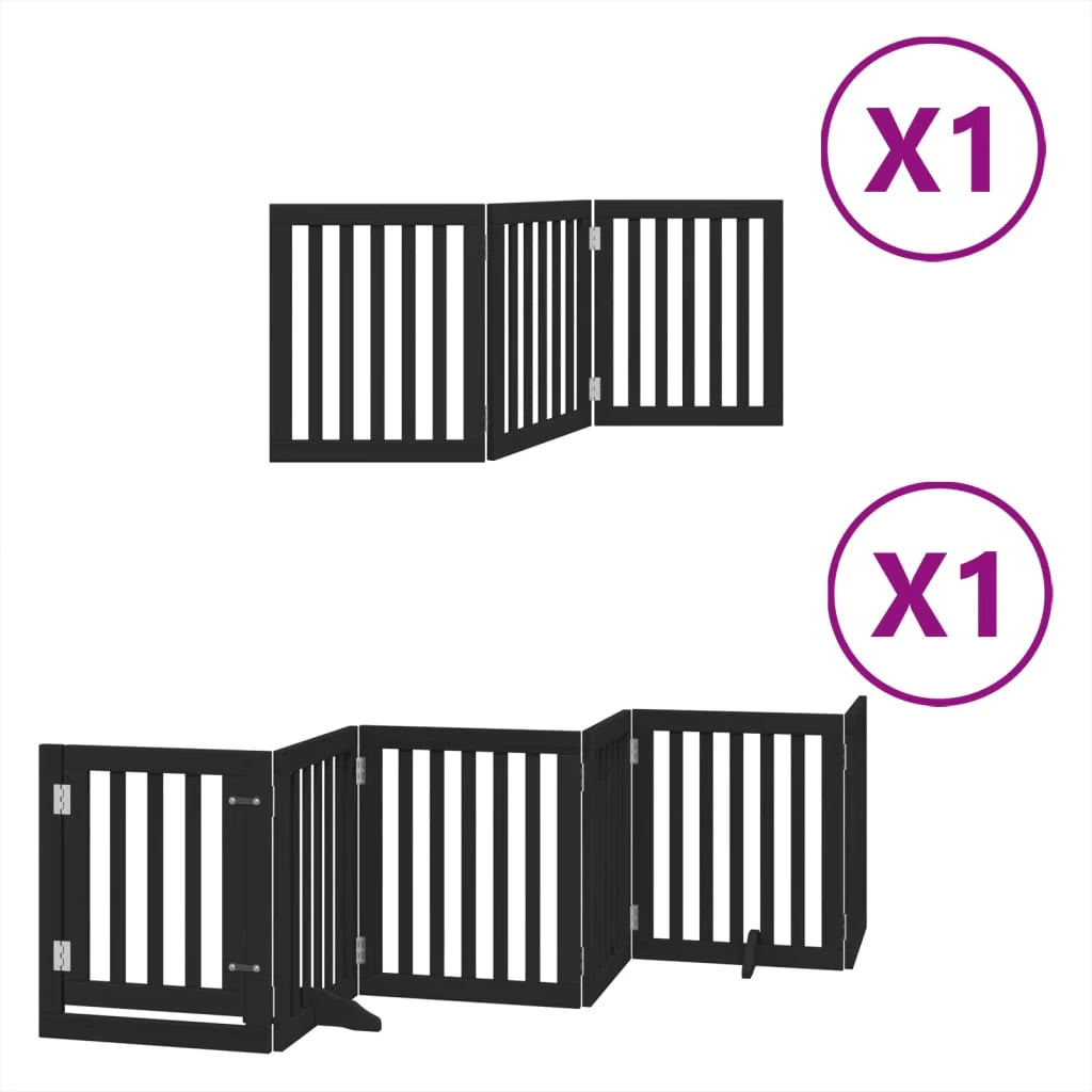 Cancelletto di sicurezza per animali domestici porta pieghevole 9 pannelli legno di pioppo nero 02_0023282