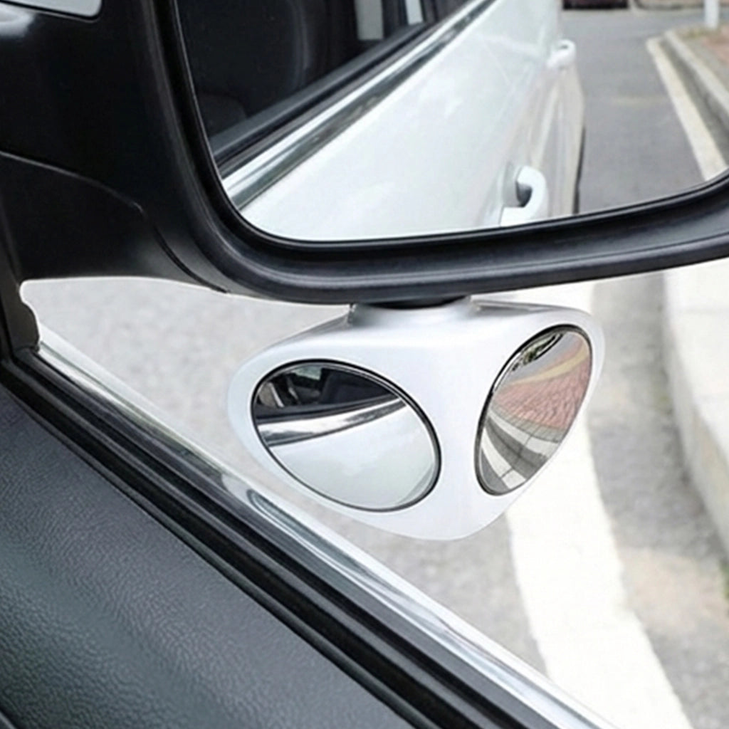 Specchio Auto Ausiliario Doppia Visione Destra Regolabile 360° Bianco / Grigio Avizar