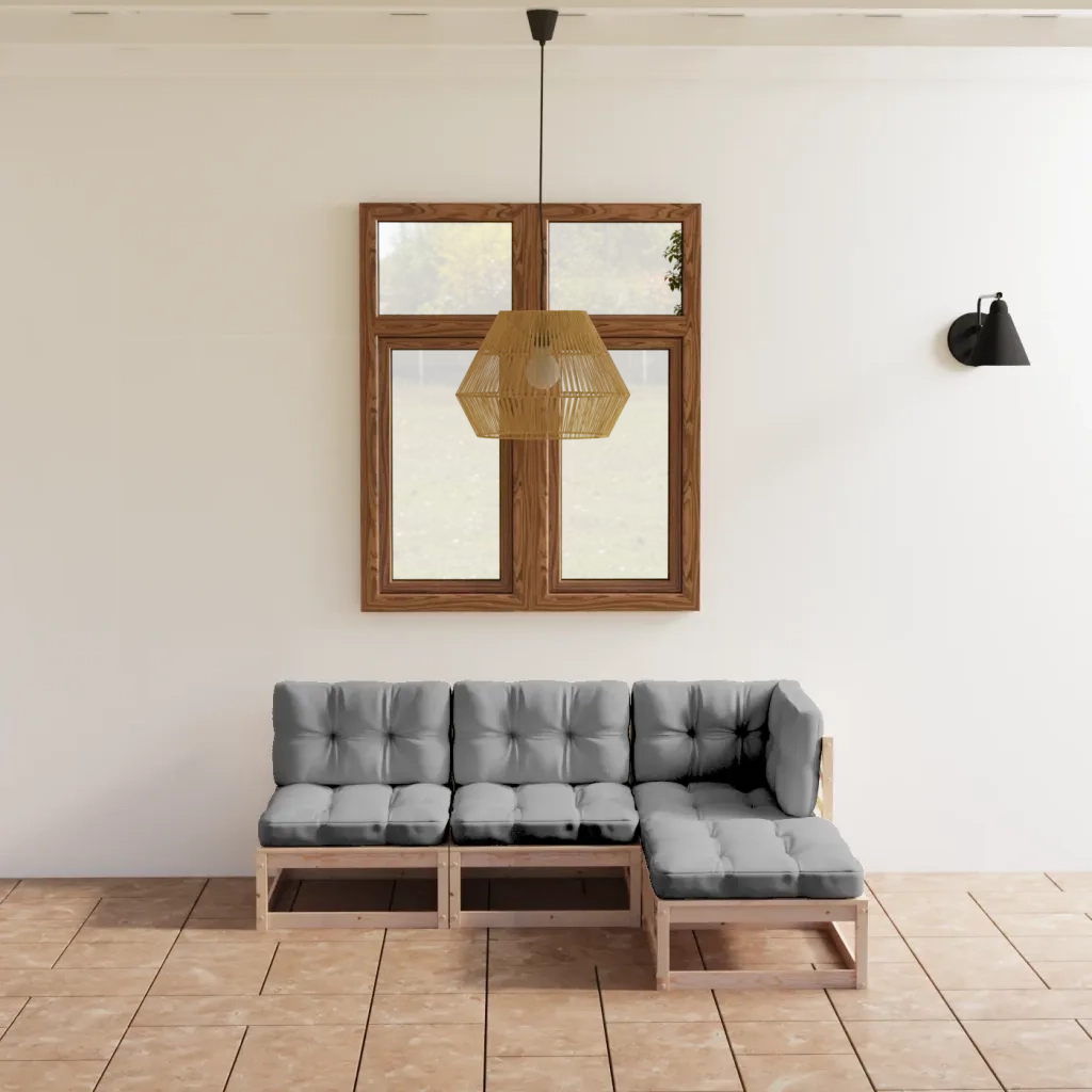 Set Divani da Giardino 4 pz con Cuscini Legno Massello di Pino 3076534