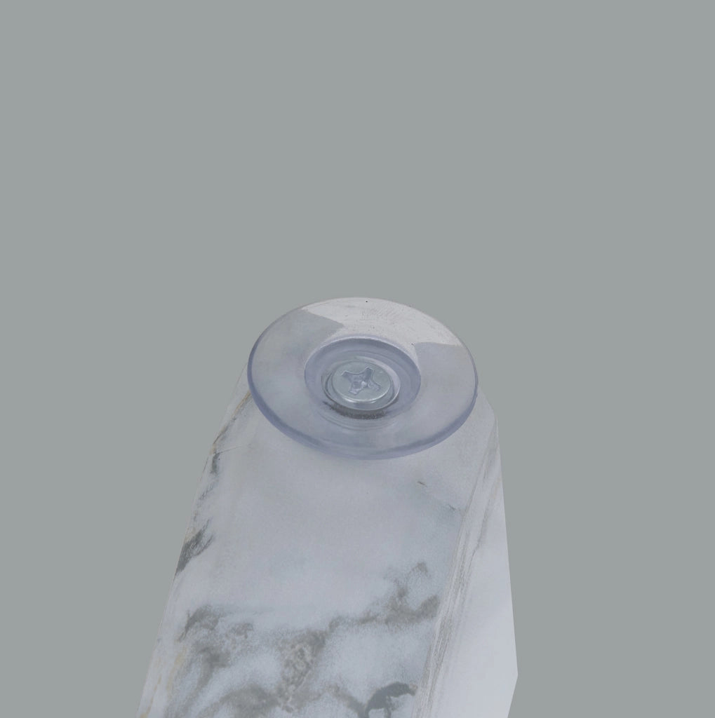Tavolino rotondo 88.5x88.5x12.5 cm con piano in vetro temperato; base geometrica in MDF e vetro bianco