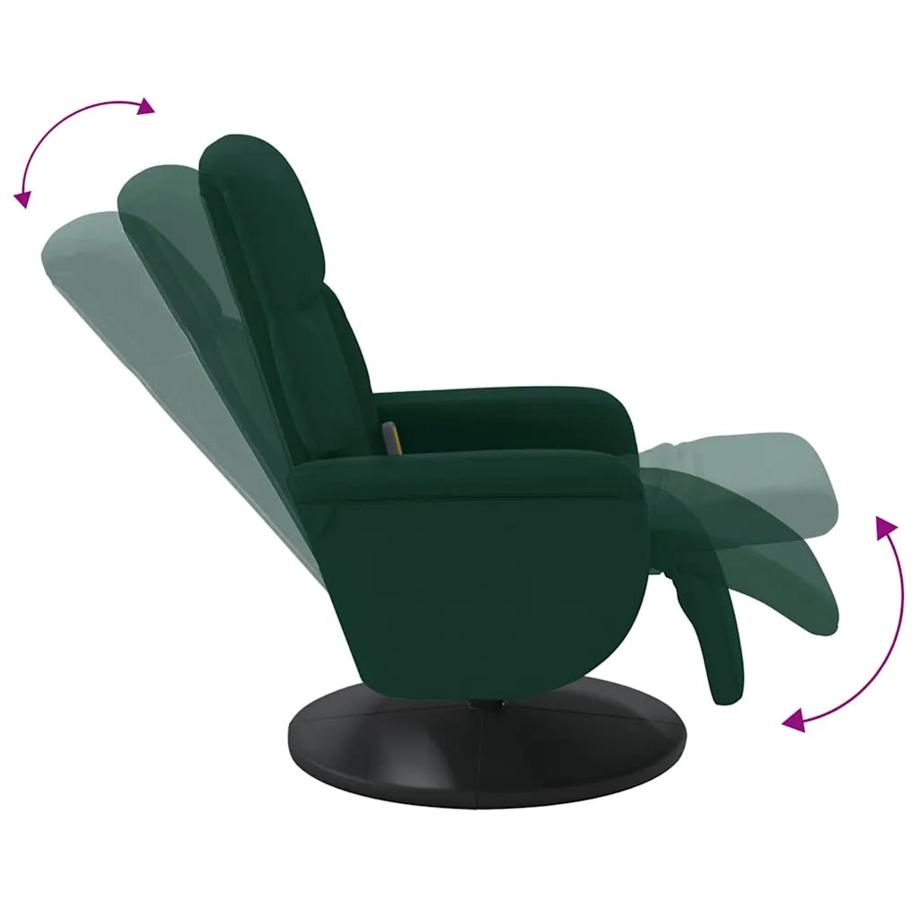 Divano Sedia-Poltrona Reclinante Massaggio Poggiapiedi Verde Scuro Velluto