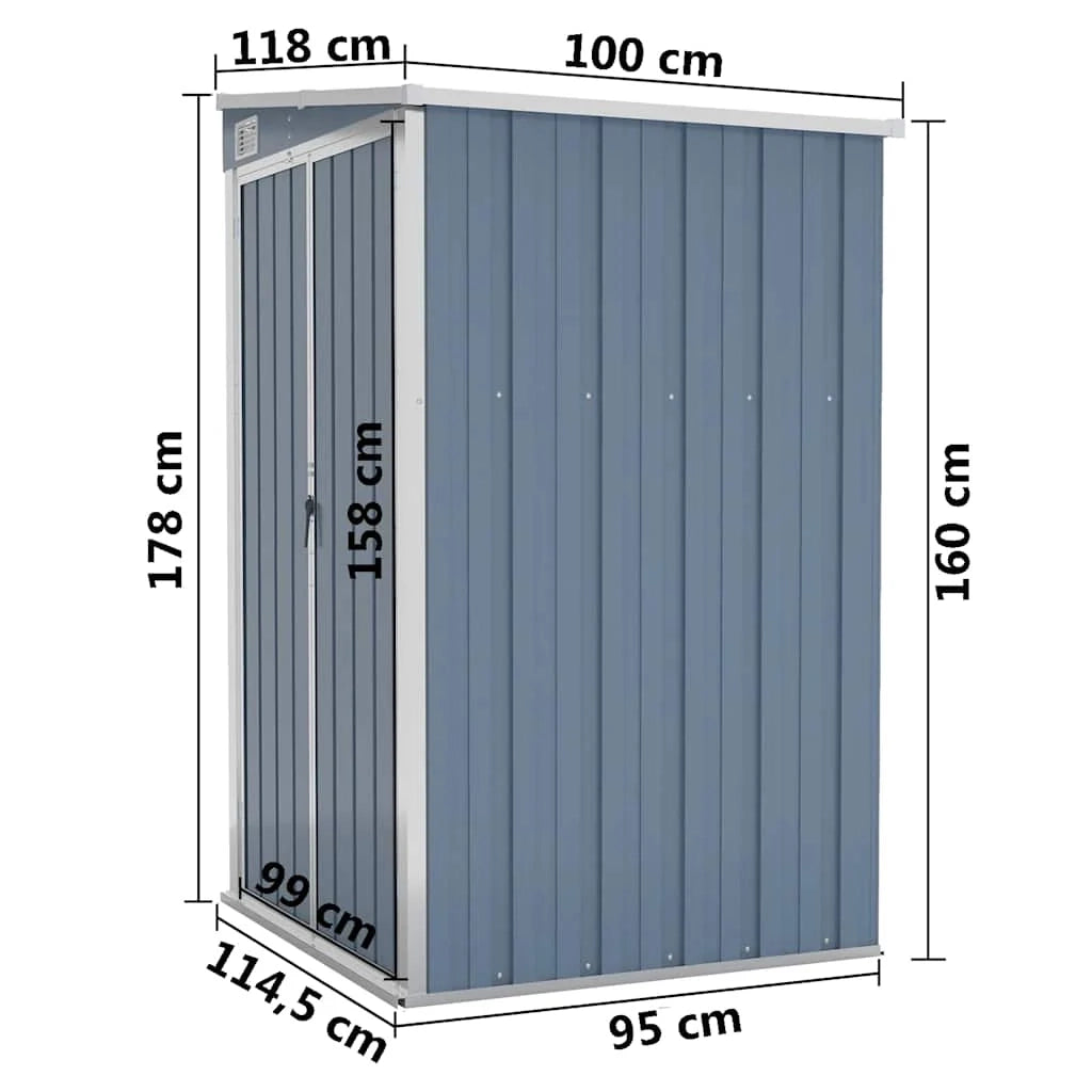 Casetta da giardino a parete 118 x 100 x 178 cm acciaio zincato grigio 02_0044056