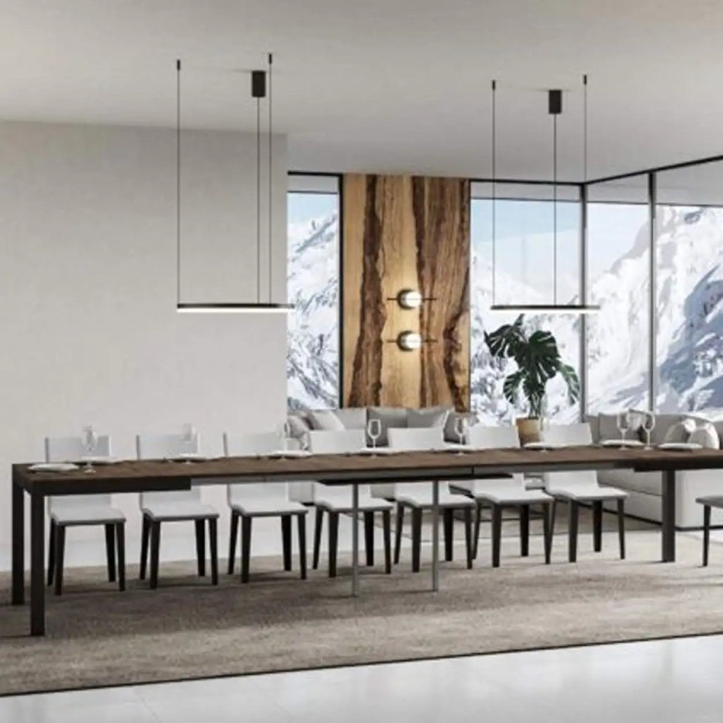 Tavolo allungabile 120/380x90 cm Everyday Evolution colore noce telaio e gambe antracite