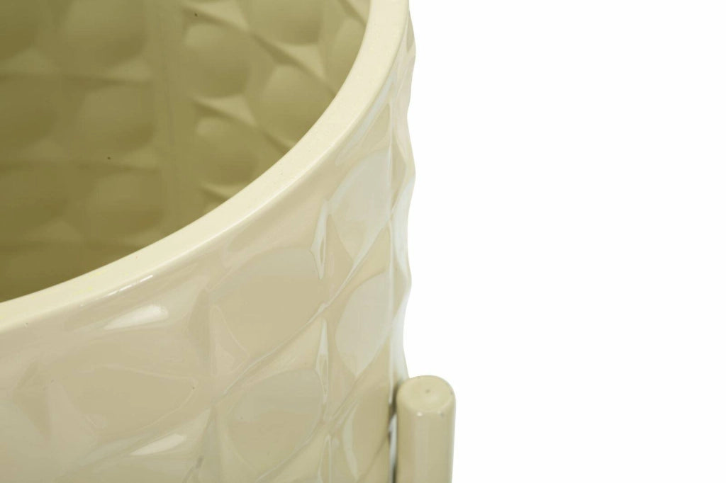 Set di 3 portavasi Cisterna, Complemento d'arredo, Articolo decorativo, Accessorio d'arredo, 36x36 h57 cm, Crema